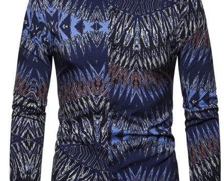 Ericdress Lapel Print Korean Slim Single-Breasted Men’s Shirt