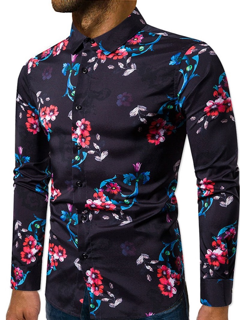 Ericdress Lapel Print Single-Breasted Men's Shirt