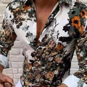 Ericdress Lapel Printed Casual Slim Style Men's Shirt