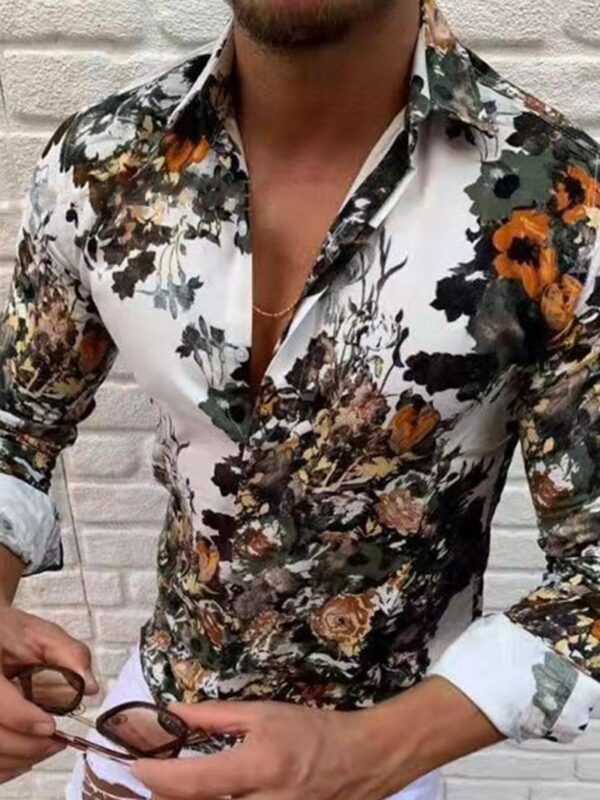 Ericdress Lapel Printed Casual Slim Style Men's Shirt
