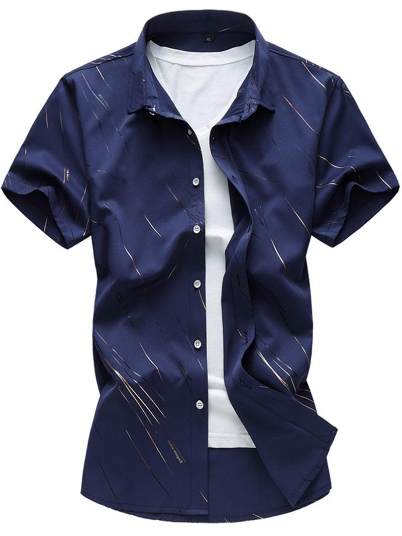 Ericdress Large Size Short Sleeve Print Men's Shirt