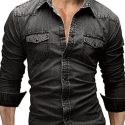 Ericdress Long Sleeve Pocket Denim Slim Men’s Shirt