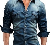 Ericdress Long Sleeve Pocket Denim Slim Men’s Shirt