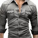 Ericdress Long Sleeve Pocket Denim Slim Men’s Shirt