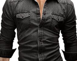 Ericdress Long Sleeve Pocket Denim Slim Men’s Shirt