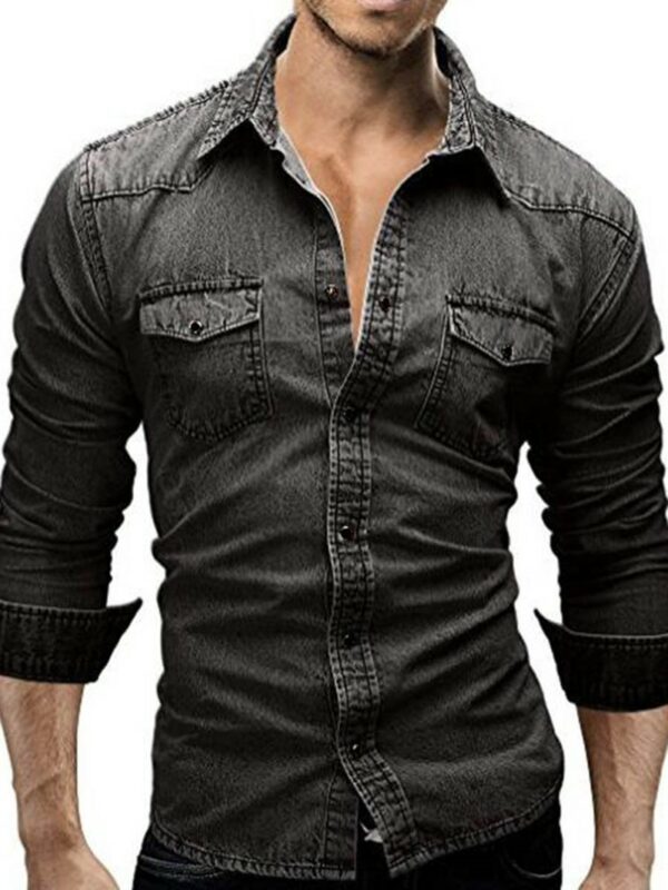 Ericdress Long Sleeve Pocket Denim Slim Men's Shirt