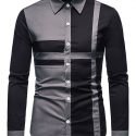 Ericdress OL Lapel Color Block Fall Single-Breasted Men’s Shirt