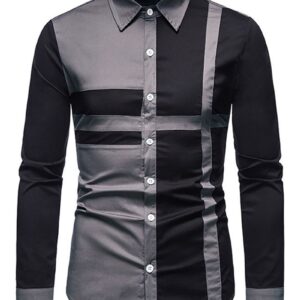 Ericdress OL Lapel Color Block Fall Single-Breasted Men's Shirt