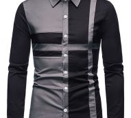 Ericdress OL Lapel Color Block Fall Single-Breasted Men’s Shirt