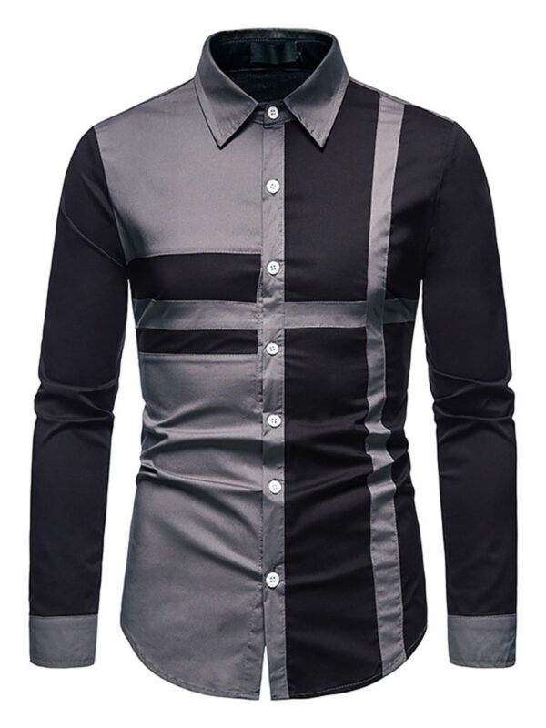 Ericdress OL Lapel Color Block Fall Single-Breasted Men's Shirt