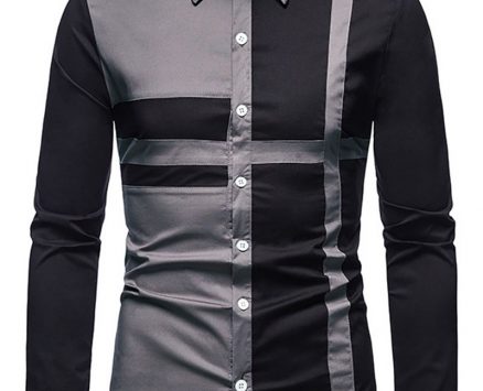 Ericdress OL Lapel Color Block Fall Single-Breasted Men’s Shirt
