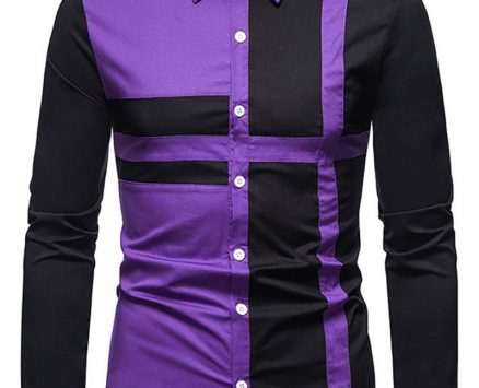 Ericdress OL Lapel Color Block Fall Single-Breasted Men’s Shirt