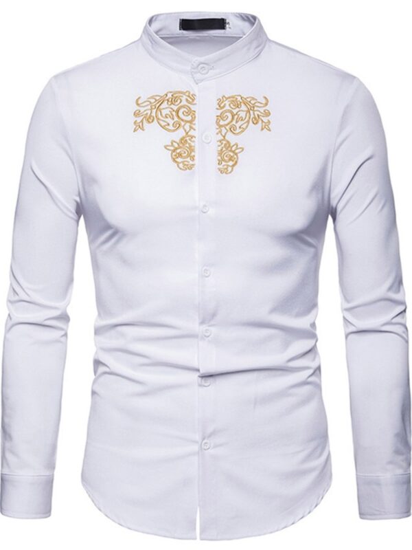 Ericdress OL Plain Stand Collar Slim Single-Breasted Men's Shirt