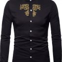 Ericdress OL Plain Stand Collar Slim Single-Breasted Men’s Shirt