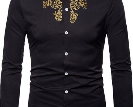 Ericdress OL Plain Stand Collar Slim Single-Breasted Men’s Shirt