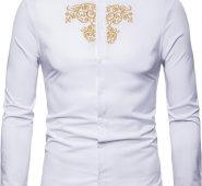Ericdress OL Plain Stand Collar Slim Single-Breasted Men’s Shirt