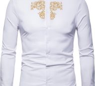 Ericdress OL Plain Stand Collar Slim Single-Breasted Men’s Shirt