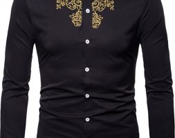 Ericdress OL Plain Stand Collar Slim Single-Breasted Men’s Shirt