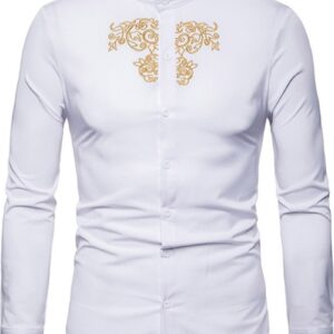 Ericdress OL Plain Stand Collar Slim Single-Breasted Men's Shirt