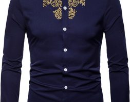 Ericdress OL Plain Stand Collar Slim Single-Breasted Men’s Shirt