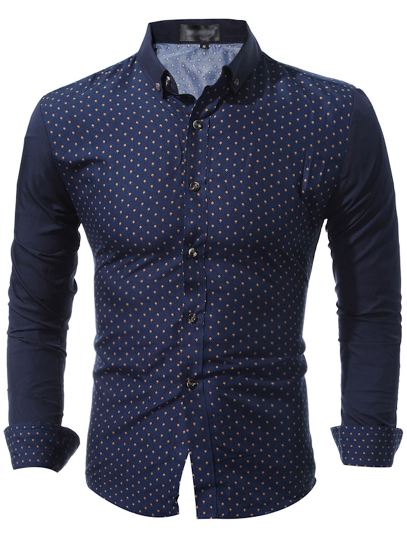 Ericdress Patched Polka Dots Casual Men's Shirt