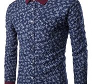 Ericdress Patchwork Color Block Print Slim Men’s Shirt