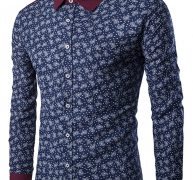 Ericdress Patchwork Color Block Print Slim Men’s Shirt