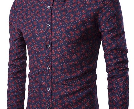 Ericdress Patchwork Color Block Print Slim Men’s Shirt