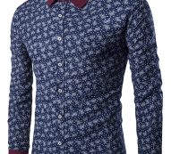 Ericdress Patchwork Color Block Print Slim Men’s Shirt