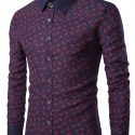 Ericdress Patchwork Color Block Print Slim Men’s Shirt