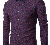 Ericdress Patchwork Color Block Print Slim Men’s Shirt