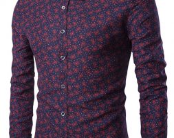 Ericdress Patchwork Color Block Print Slim Men’s Shirt