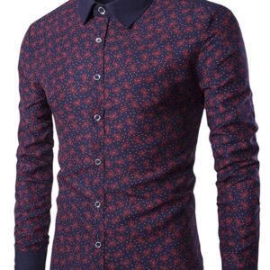 Ericdress Patchwork Color Block Print Slim Men's Shirt