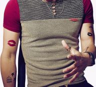 Ericdress Patchwork Color Block Slim Mens T-shirt