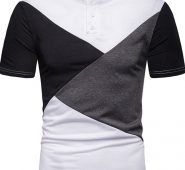Ericdress Patchwork Color Block Stand Collar Mens Polo Shirt