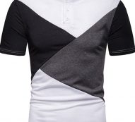 Ericdress Patchwork Color Block Stand Collar Mens Polo Shirt