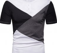 Ericdress Patchwork Color Block Stand Collar Mens Polo Shirt