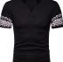 Ericdress Patchwork Geometric Print Stand Collar Mens Polo Shirt