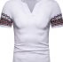 Ericdress Patchwork Geometric Print Stand Collar Mens Polo Shirt