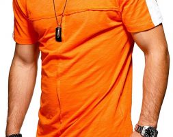 Ericdress Patchwork Round Neck Casual Slim Mens T-shirt