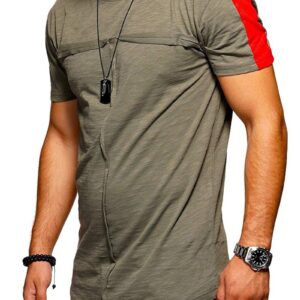 Ericdress Patchwork Round Neck Casual Slim Mens T-shirt