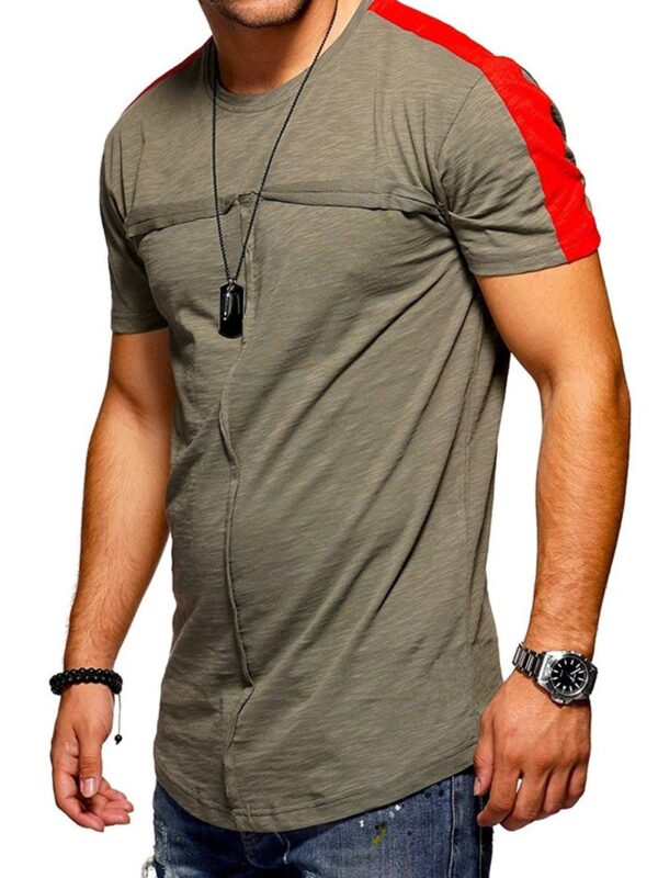 Ericdress Patchwork Round Neck Casual Slim Mens T-shirt