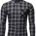 Ericdress Plaid Button Lapel Single-Breasted Slim Men’s Shirt