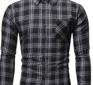 Ericdress Plaid Button Lapel Single-Breasted Slim Men’s Shirt