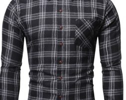 Ericdress Plaid Button Lapel Single-Breasted Slim Men’s Shirt