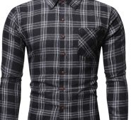 Ericdress Plaid Button Lapel Single-Breasted Slim Men’s Shirt