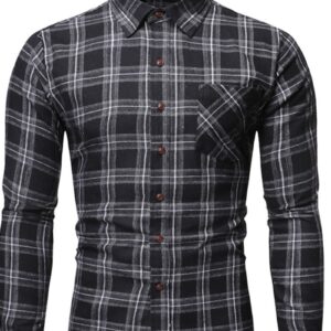 Ericdress Plaid Button Lapel Single-Breasted Slim Men's Shirt