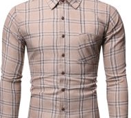 Ericdress Plaid Button Lapel Single-Breasted Slim Men’s Shirt