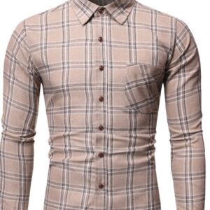 Ericdress Plaid Button Lapel Single-Breasted Slim Men's Shirt