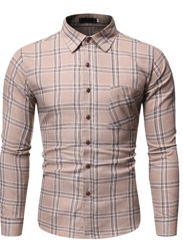 Ericdress Plaid Button Lapel Single-Breasted Slim Men's Shirt